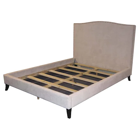 Casual King Size Upholstered Bed with Nail Head Accent Trim